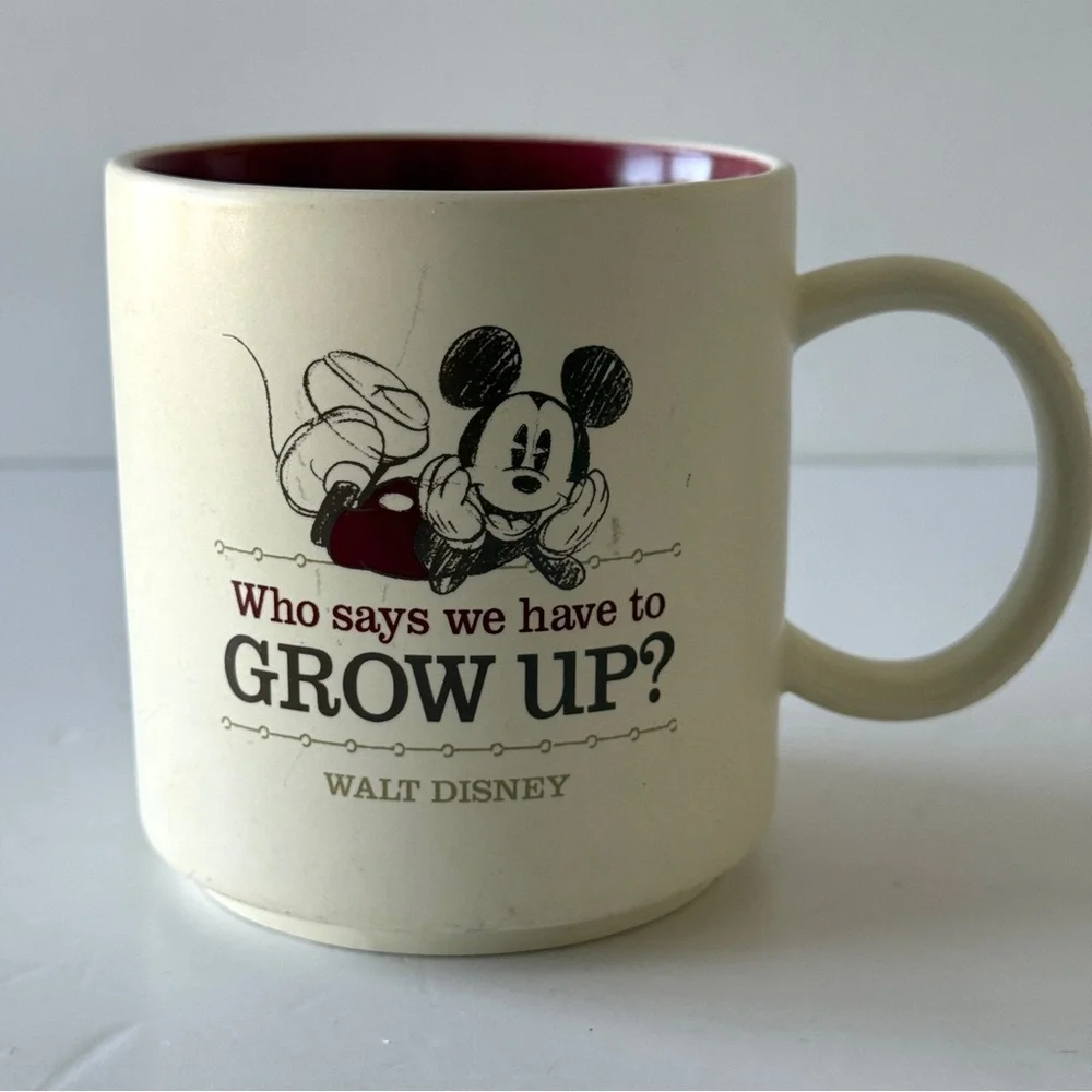 Walt Disney Hallmark Coffee Mug Mickey Mouse Who Says We Have To Grow Up - Picture 1 of 6